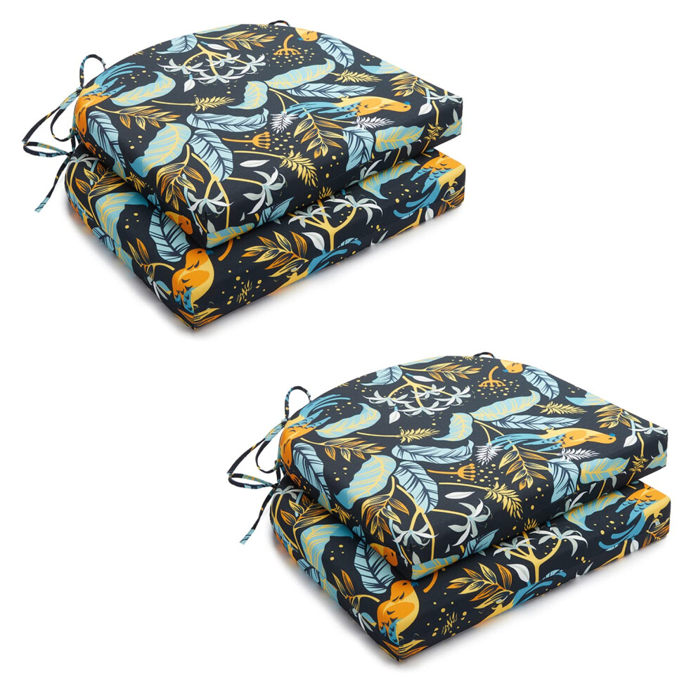 HARBOREST Lot de 4 coussins de chaise d'intérieur/extérieur, coussins d'angle ronds et imperméables pour meubles de patio - Coussins de chaise de