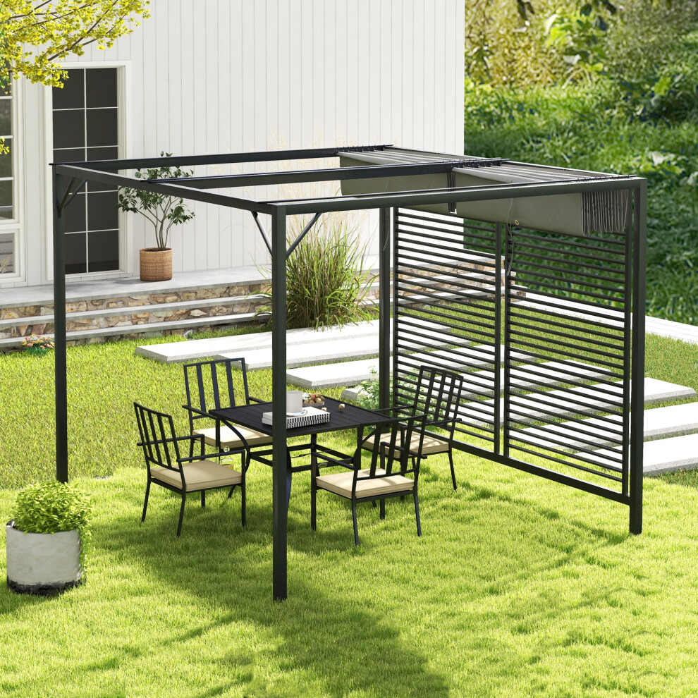 Outsunny Metal Pergola Patio Sun Shelter Grape Tent Retractable Canopy UV Cut