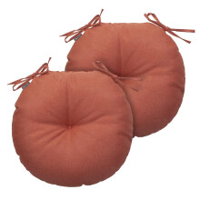 Magpie Fabrics Outdoor 15""""x15""""x4"""" Round Bistro Seat Cushions with Ties Set of 2 Fluffy Tufted Patio Chair Pads Waterproof Floor Pillow for Ho