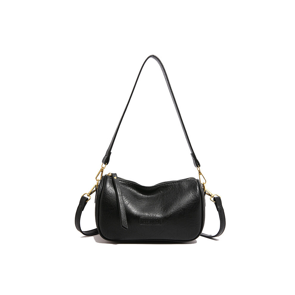 (Black)Sac à main chic vintage Pu Boston pour femme élégant automne sac à bandoulière noir marron blanc