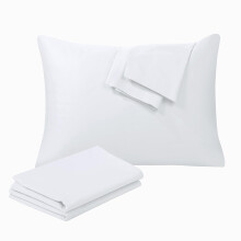 Protetores de Almofadas King 100% Algodão Egípcio, 4 Peças, 400 Fios, Branco, Saco Com Zíper