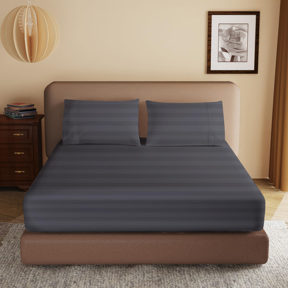 Drap-housse 100 % coton    gyptien, taille Queen, 600 fils au pouce carr   , drap-housse simple, 20     40 cm de profondeur, drap-housse en satin doux