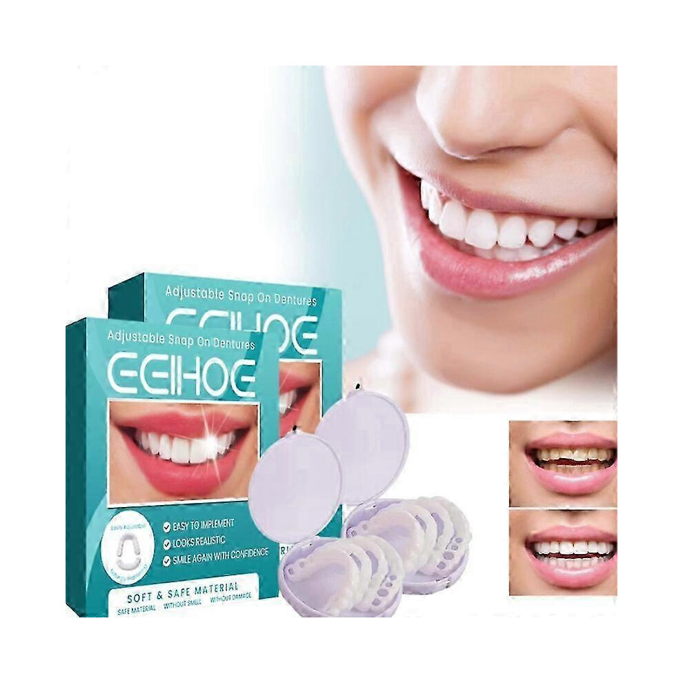 (2pairs) Adjustable Snap-on Dentures, Veneers Denture Braces Plus Denture Cases, Temporary Fillings Braces Interdental Fillings Straightening Dentures