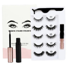 (5 pair, A and B) Waterproof Magnetic Eyeliner with Eyelashes and Tweezer 5/10 Pairs Set Long Lashes