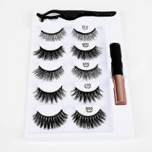 (10 pair, B) Waterproof Magnetic Eyeliner with Eyelashes and Tweezer 5/10 Pairs Set Long Lashes