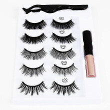 (10 pair, A) Waterproof Magnetic Eyeliner with Eyelashes and Tweezer 5/10 Pairs Set Long Lashes