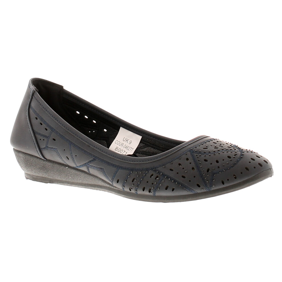 (Navy, 7 (Adults')) Platino Womens Shoes Wedges Tasha Slip On navy UK Size