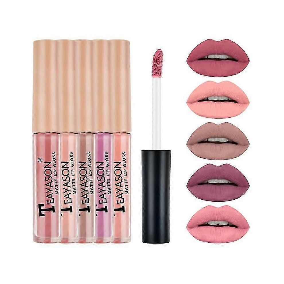(01 5PCS) 6PCS/Set HANDAIYAN Matte Lipstick Set Lasting Moisturing Lip Gloss Liquid Lipstick Velvet Sexy