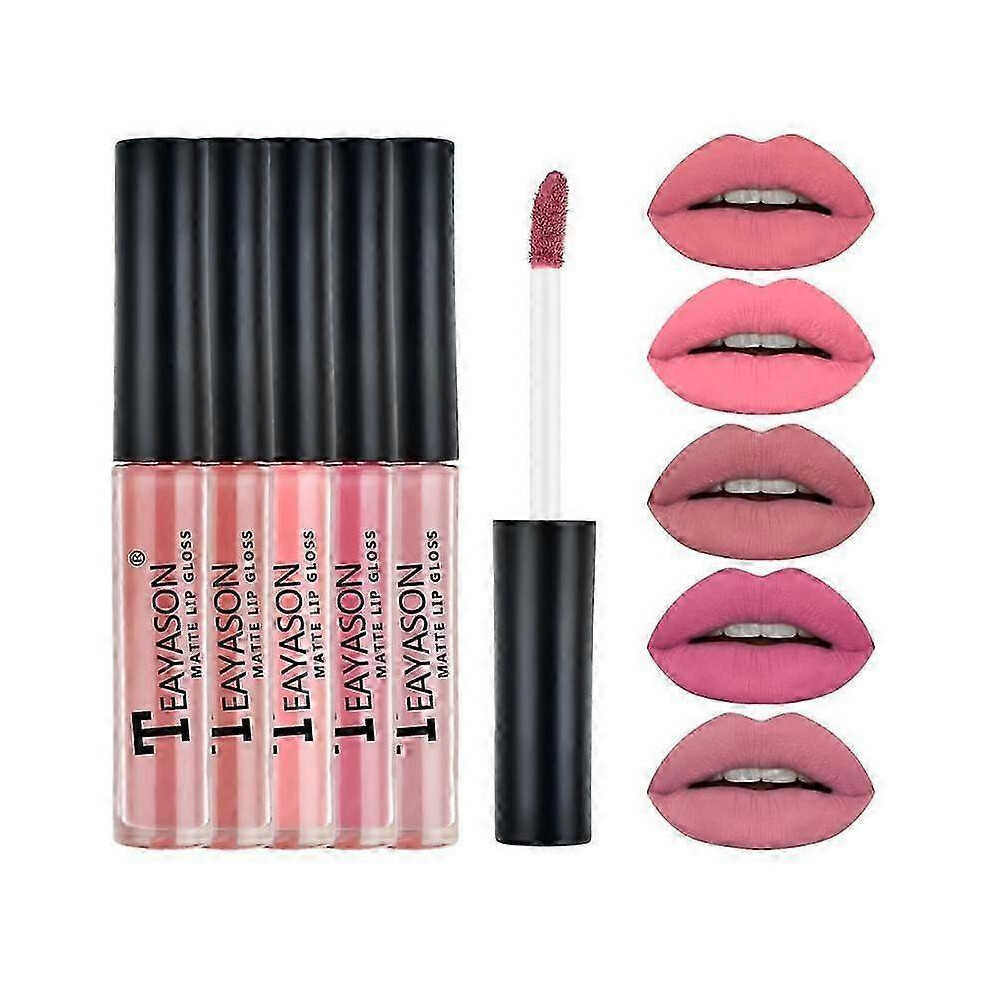 (02 5PCS) 6PCS/Set HANDAIYAN Matte Lipstick Set Lasting Moisturing Lip Gloss Liquid Lipstick Velvet Sexy