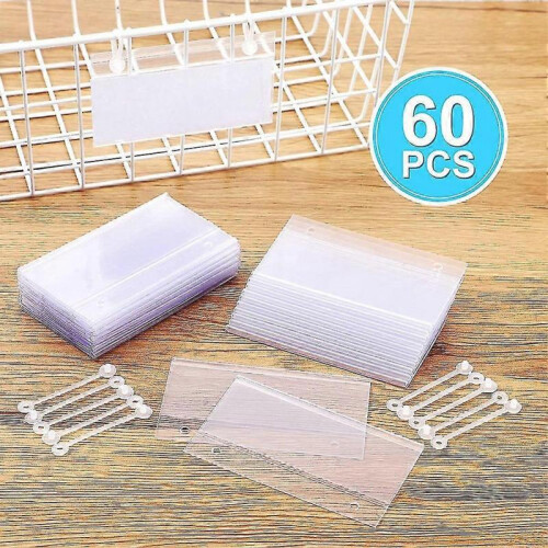 Plastic Label Holders Price Tag Ticket Hanger Clips with Easy Button Design Lock Closure for Basket 2