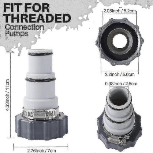 2pcs Pool Connection Set Threaded Pump Hose Adapters for Intex Fit Aru 1