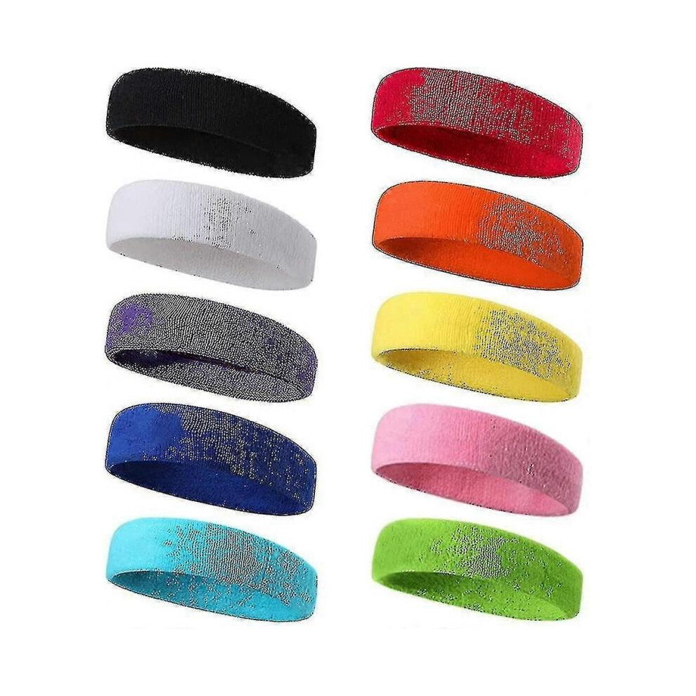 10 Pieces Sports Headband for Men And Women, Sweatband, Elastic Hair Band Non Slip Moisture Wicking Cotton Headband for Sports-image-OPC-PGZTC28-NEW