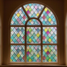 FEOMOS Stained Glass Window Film Window Privacy Films Colorful Lattice Window Tint Rainbow Glass Decals Stickers for Home Anti UV 17.3x118 inches