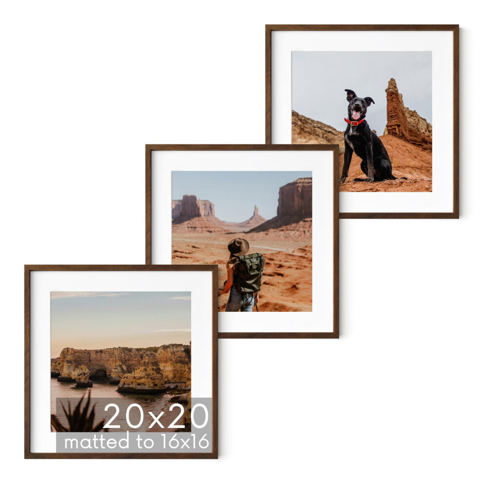 Cadres HAUS AND HUES 20x20 - Cadres photo carr   s 20x20 ensemble de 3 cadres Cadres carr   s Cadre photo 20x20 Cadres photo en noyer pour mur Cadres