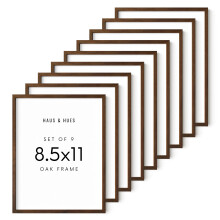 HAUS AND HUES 85 x 11 Frame Set of 985x11 Walnut Oak Wood Picture Frame 85 x 11 Natural Wood Frame Ideal for Certificates