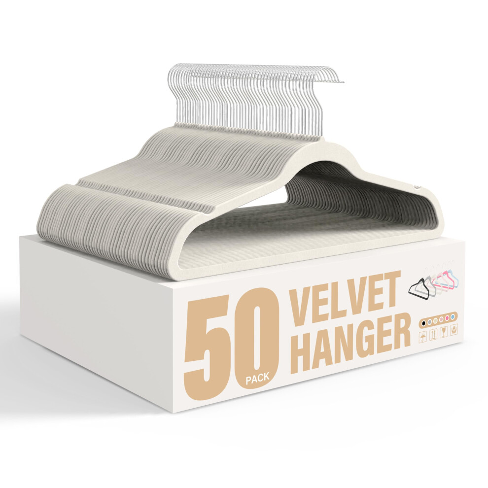 Simple Deluxe-Kleiderb?Gel Aus Samt, 50Er-Pack, Rutschfeste Kleiderb?Gel Mit Schulterkerben, 360? Drehbare Haken, Robuste Kleiderb?Gel F?R M?Ntel Und-image