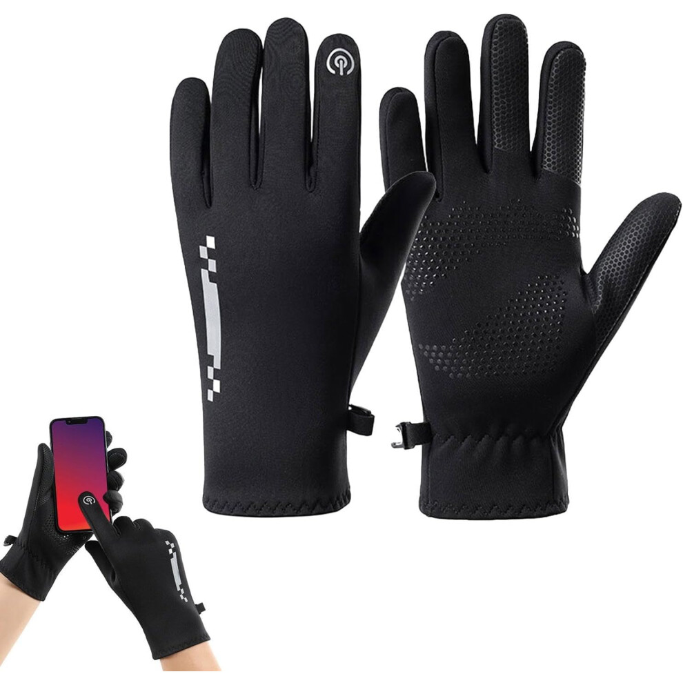 (Black) Gloves For Motorcycle, Waterproof Cycling Gloves, Thickened Bicycle Touchscreen Gloves, Windproof, Waterproof Thermal Cycling Gloves, Non-Slip Black 9421911716186