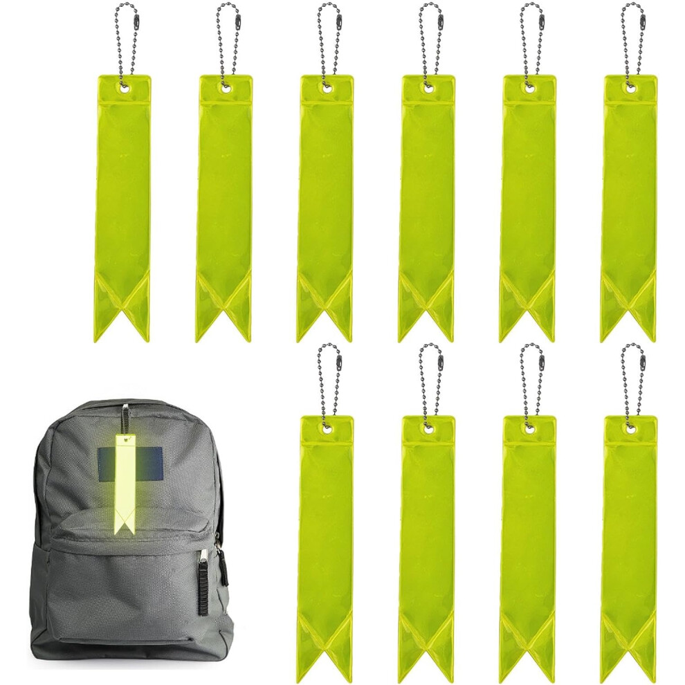 (A, 10 Items) Reflective Tags, Pack Of 10 Reflective Backpack Equipment, Waterproof Children's Reflector, Highly Visible Night Hiking Safety Equipment Yellow