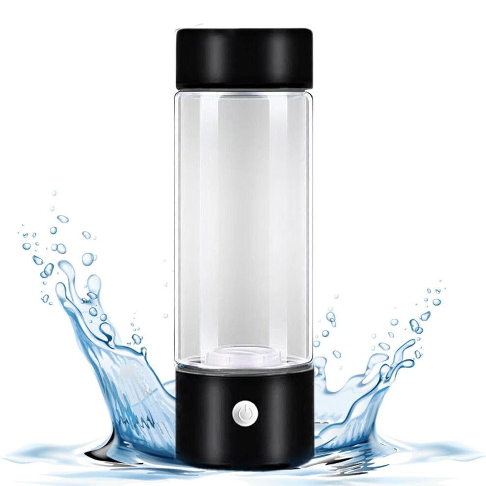 (Black) Hydrogen-Rich Water Cup | USB Rechargeable Water Bottle with Large Capacity - 420ml Removable Water Bottle, Leak-Proof Water Bottle for Camping