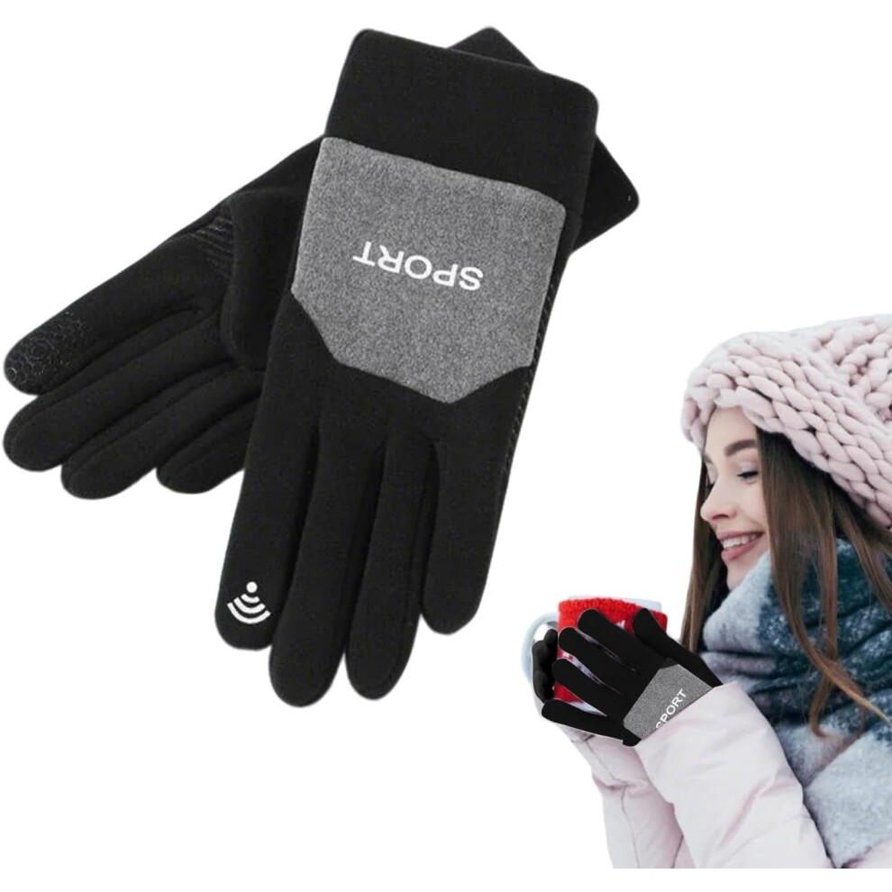 (Black) Motorcycle Riding Gloves - Thickened Cycling Touchscreen Gloves - Outdoor Warming Gloves for Women Men, Ideal for Cycling and Outdoors