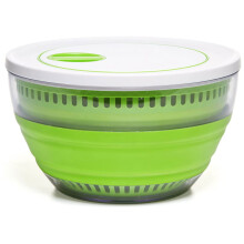Progressive International Prepworks 4 Quart ruimtebesparende opvouwbare slacentrifuge, afdruiprek en vergiet voor het bereiden van salades en het wass