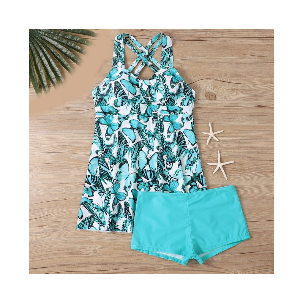 (Light Blue,M)Jupe plate femme short plage maillot de bain couleur imprimé décoration matière polyester