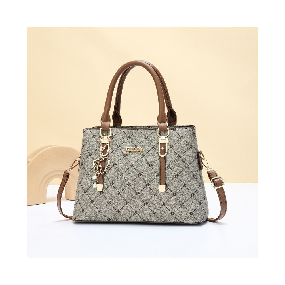 (StyleD)Élégant sac fourre-tout marron et kaki pour femme sac à main à la mode avec fermeture éclair et poches intérieures