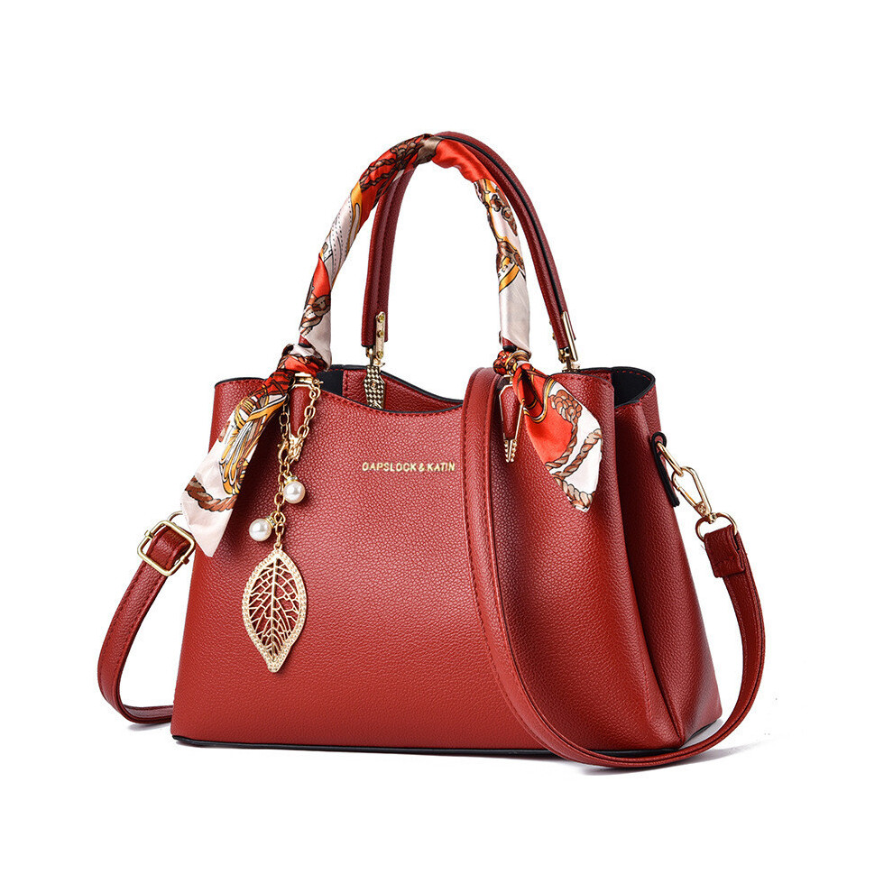 (StyleA)Beau grand sac fourre-tout de mariage rouge avec écharpe unique et intérieur organisation réfléchi