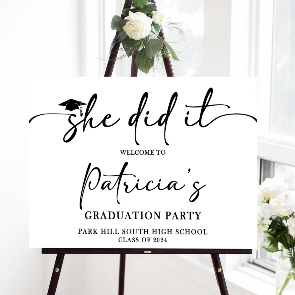 Cartello Di Benvenuto Per La Festa Di Laurea ""She Did It"", Decorazioni Per La Festa Di Laurea, Cartello Personalizzato Per La Festa Di Laurea, Ca