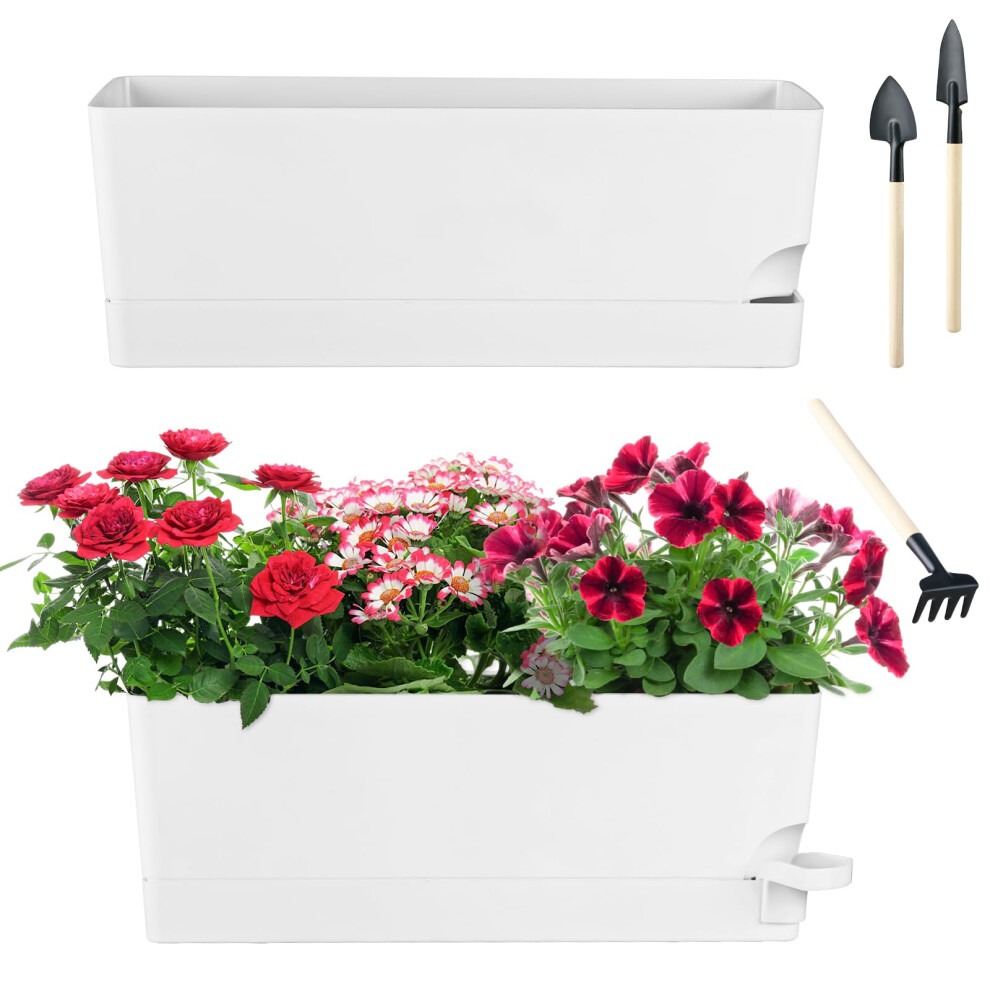 2-Pack Zelfbewaterende Potten Voor Kamerplanten, 17 Inch, Vensterbakken, Rechthoekige Bloempotten, Rechthoekige Kruidenpotten, Grote Plantenbakken Met-image