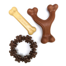 Nylabone Power Chew, favoriet bij klanten, hondenspeelgoedbundel, onverwoestbaar hondenkauwspeelgoed voor agressieve kauwers, 3 vormen en smaken,