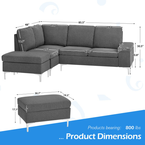 YODOLLA L Shaped Left Hand Corner Sofa with Storage 1