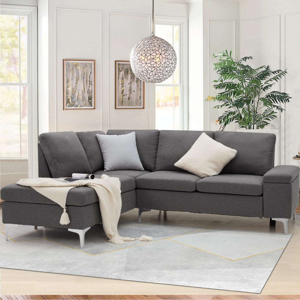 YODOLLA L Shaped Left Hand Corner Sofa with Storage