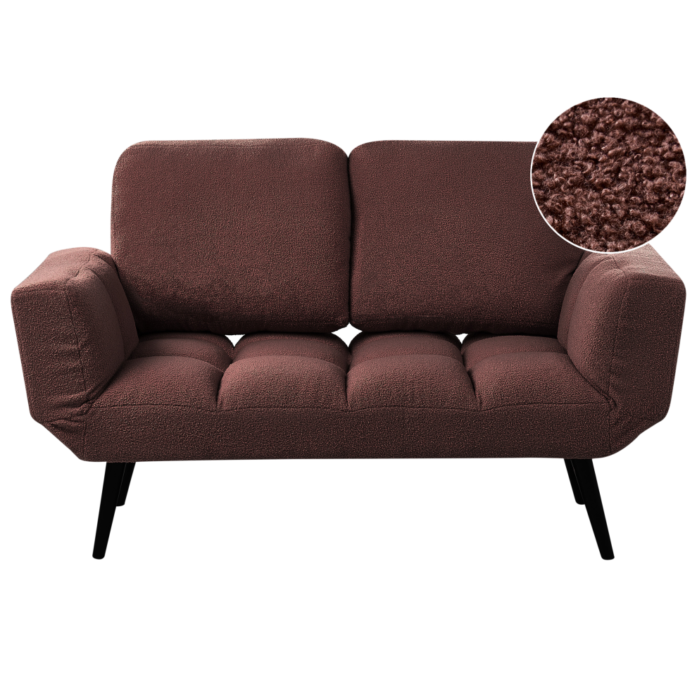 Sofa Bed 2 Seater BREKKE Boucle Brown