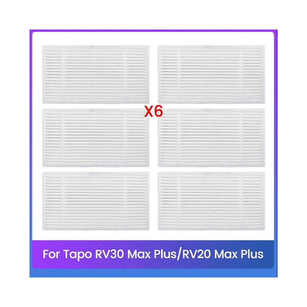 For RV30 Max /RV30 /RV20 Max /RV20 Robot Vacuum Cleaner Parts Replacement Parts Filters 6PCS