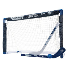 Franklin Sports NHL Toronto Maple Leafs Mini Hockey Set - Kids Indoor Knee Hockey Goal Ball + 2 Mini Hockey Stick Combo Set - Youth NHL Team Indoor