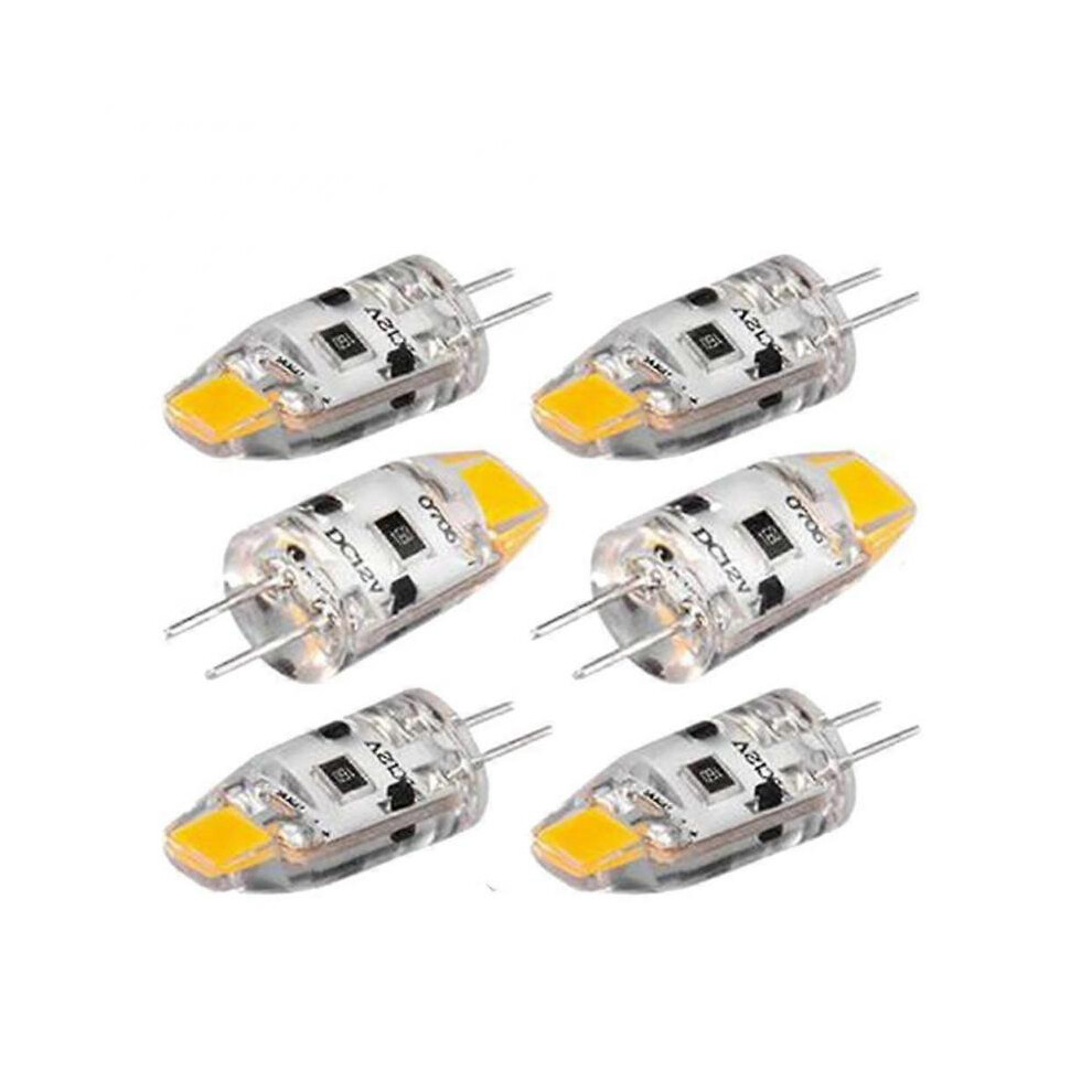 6PCS G4 LED Bulb 12V DC Dimmable COB LED G4 Bulb 1.5W 360 Beam Angle To Replace 15W Halogen Lamp (Warm White)