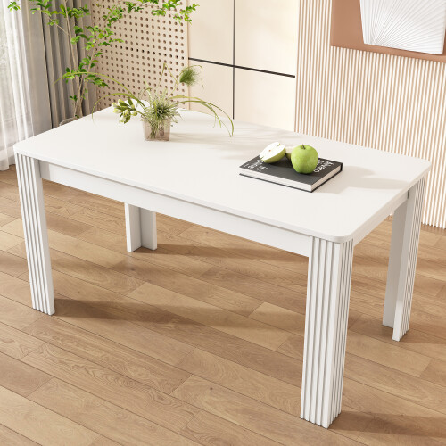 (White) Wooden Dining Table with Pattern Leg 2