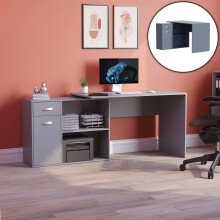 (Grey) Longton Computer Desk Corner Adjustable L Shape