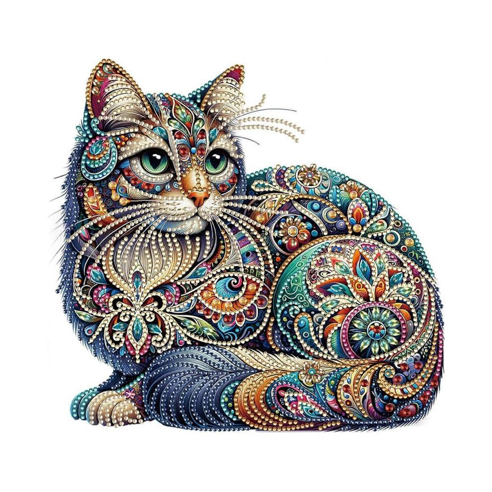 1 pcs Blue Cat Diamond Painting Kits for Adults DIY 5D Diamond Art Paint with Special Shape Crystal Diamond Crafts for Home Wall Decoration 11.8 * 11.