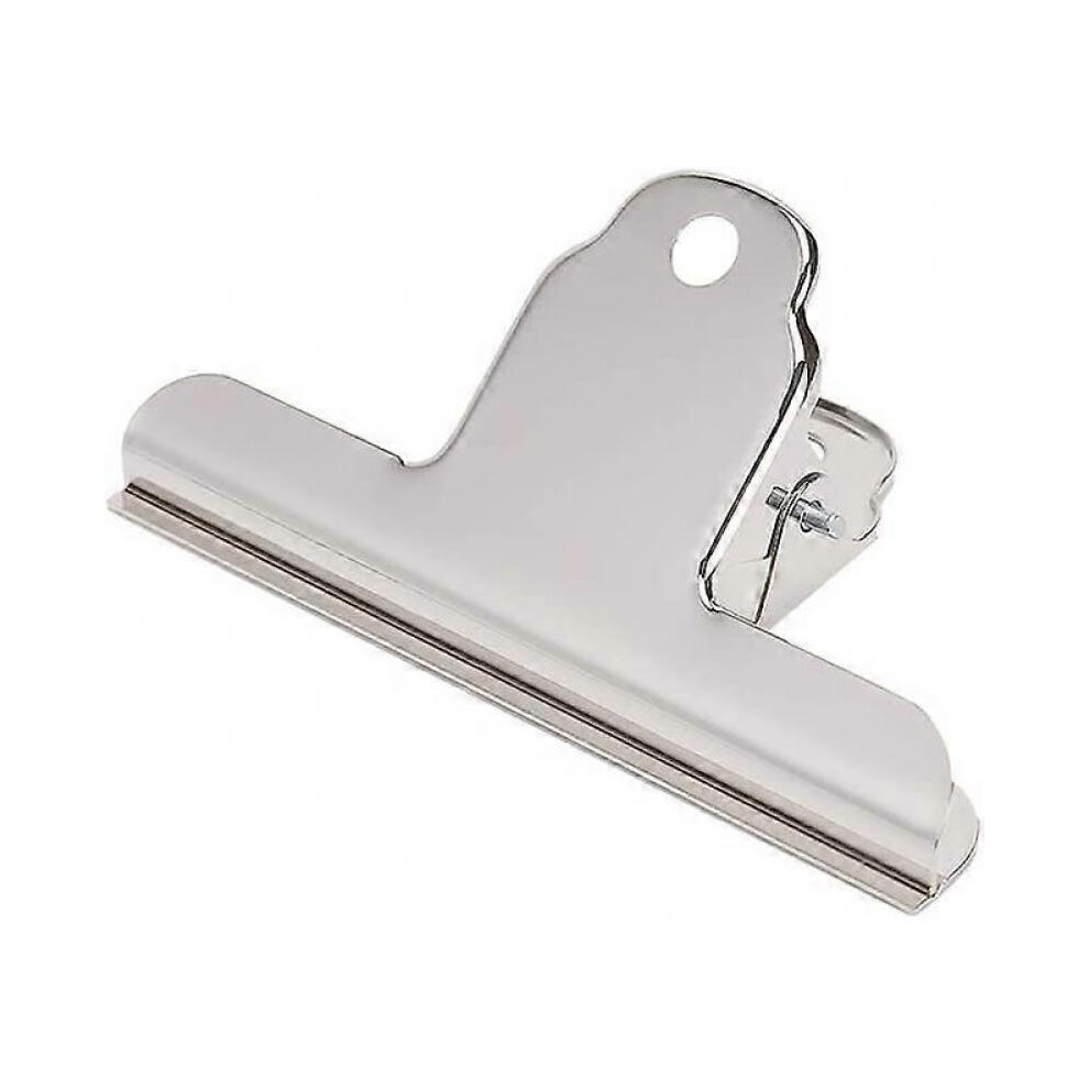 10 Pcs Large Bulldog Clips - 100mm Metal Hinge Clip Large Stainless Steel Bulldog Clip for Paper, Mail, Cardboard, Office, Kitchen (Silver)