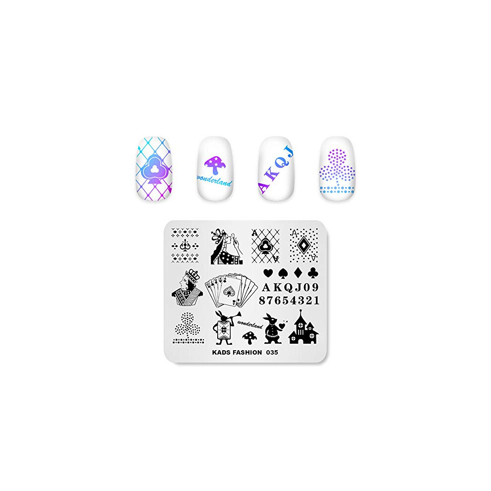 Ruolo Rolabling Nail Art Stamping Plates Stamping Templates Playing Card Pattern Nail Plate Template Image Plate Stencil Nails Tool (Fa035)