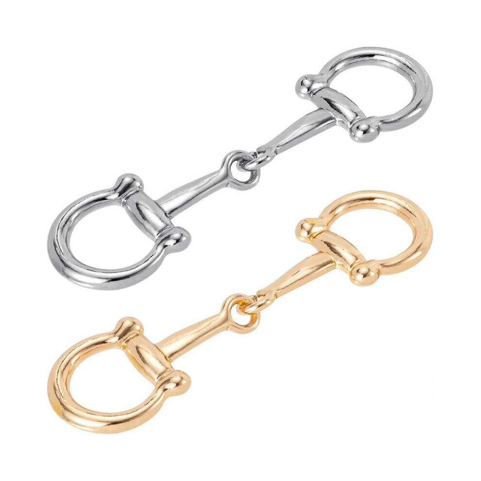 2 Pcs Horsebit Silk Scarf Buckle, Metal Scarf Rings, Horsebit Clasp, Simple Scarf Ring for Women (Gold+Silver)