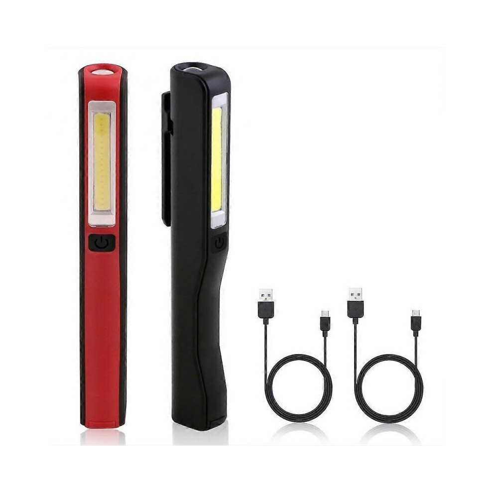 2 Rechargeable LED Work Light COB Mechanic Lamp Ultra Powerful Flashlight Inspection Lamp for Auto Garage Workshop DIY Camping