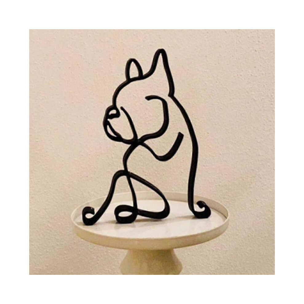 Modern Minimalist Metal Dog Sculpture Home Room Decor Statue Art OrnamentsBulldog