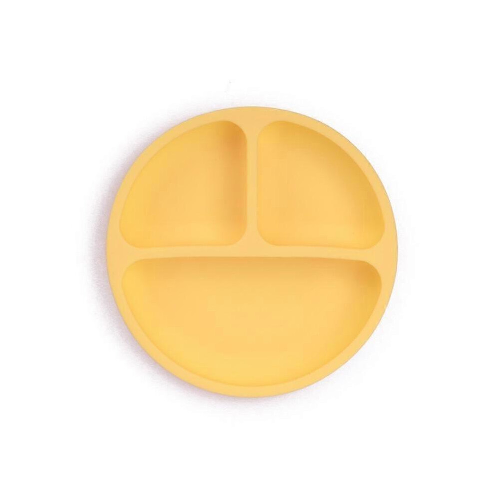 Children's Dishes Baby Silicone Sucker Bowl Baby Smile Face Plate Tableware Set Smile Face Baby Tableware Set Kids PlateYellow