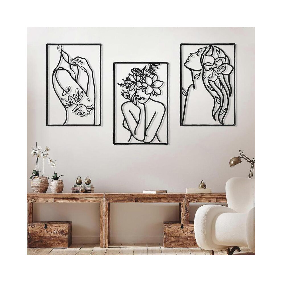 Pieces 33 x 22 cm Minimalist Wall Art Decor, Metal Wall Decor, Abstract Wall Line Art, Hanging Wall Sculptures, Abstract Home Female Body Murals