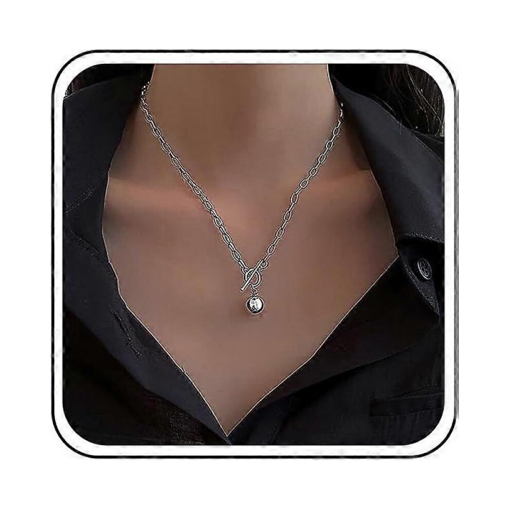 Gold Choker Necklace Clasp Necklace Ball Pendant Necklace Chunky Necklace Clasp Chain Paperclip Necklace Clasp Necklace Vintage Thick Necklace Clasp N