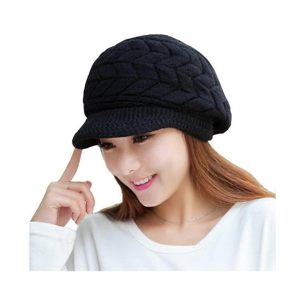 1  PCS  Women Winter Warm Knit Hat Wool Snow Ski Caps with Visor
