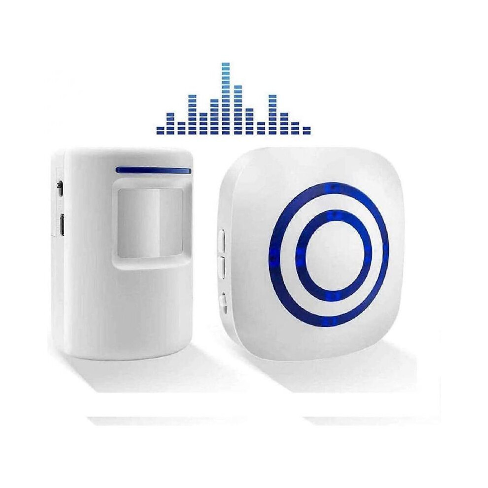 White Wireless Doorbell Electric Door Chime Kit with 1 Receiver and 1 Motion Detector Sensor Visitor Alert Security Alarm with 38 Melodies at 3 Volume